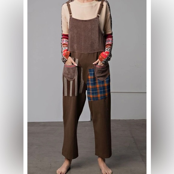 easel Pants & Jumpsuits Easel Falling Patchwork Overalls Size Small